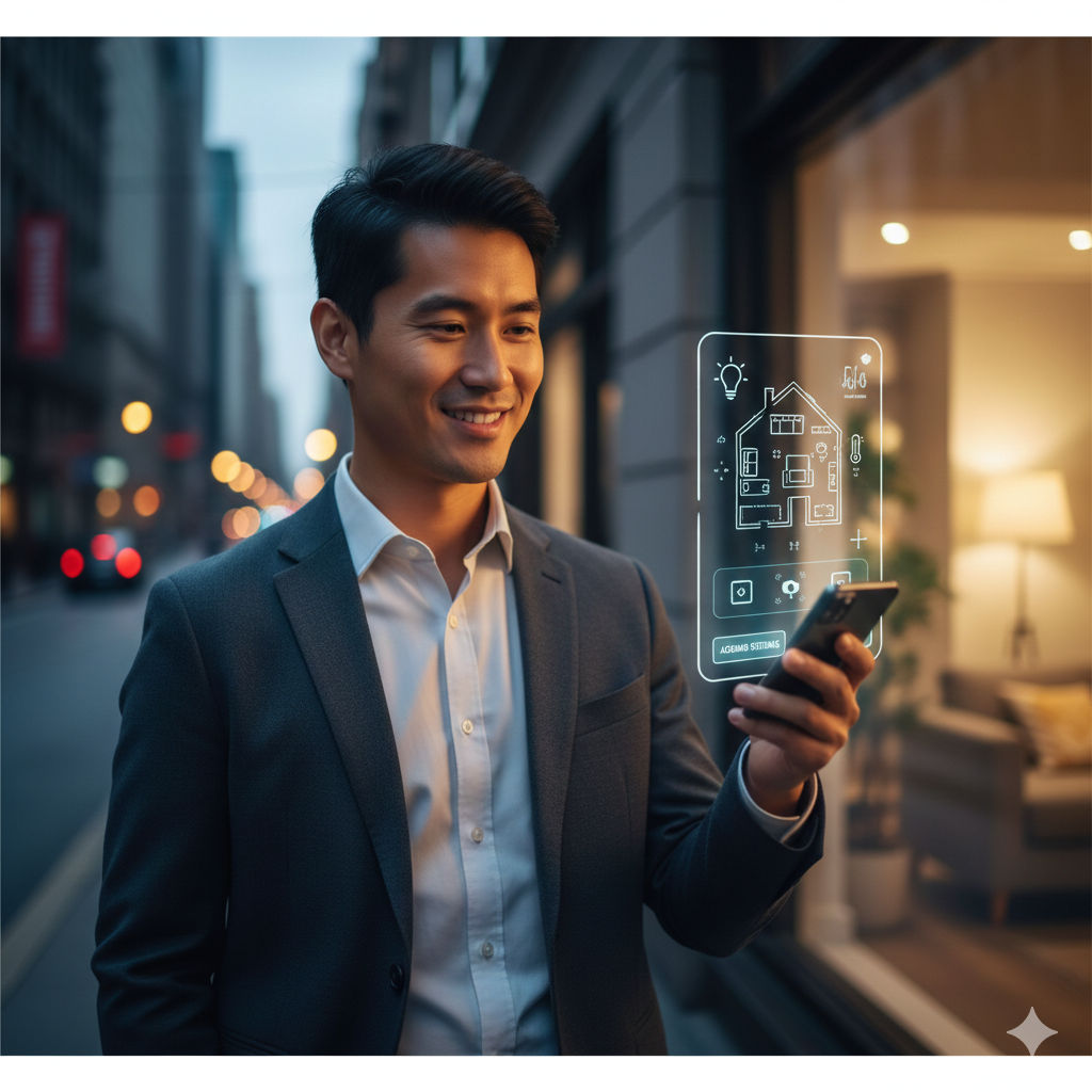 Controle à distância. Acompanhe e acione sua casa pelo celular, mesmo fora.